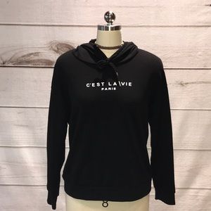 SHEIN - C’EST LA VIE PARIS - Black Hoodie - Medium